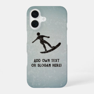 Surfer op metalen uitstraling, zwart en staalgrijs iPhone 16 hoesje