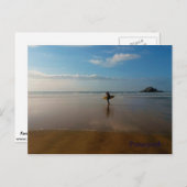 Surfer op Perranporth Beach Cornwall England Briefkaart (Voorkant / Achterkant)