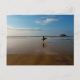 Surfer op Perranporth Beach Cornwall England Briefkaart