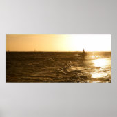 Surfer op Sunset - Oahu, Hawaii Poster (Voorkant)