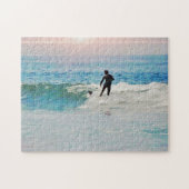 Surfer op Wave in Beach Sunset Puzzle Legpuzzel (Horizontaal)