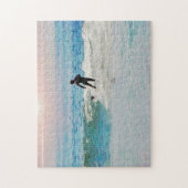 Surfer op Wave in Beach Sunset Puzzle Legpuzzel (Verticaal)