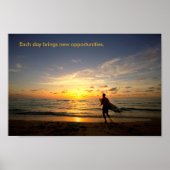 Surfer op zonsopgang poster (Voorkant)