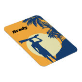 Surfer, palmboom, klif, zon, maan, surf board magneet (Rechterzijde)