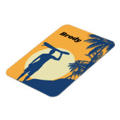 Surfer, palmboom, klif, zon, maan, surf board magneet (Linkerzijde)