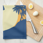 Surfer, palmboom, klif, zon, surfer, keuken theedoek (Quarter Fold)