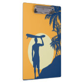 Surfer, palmboom, klif, zon, surfer, maan klembord (Rechts)
