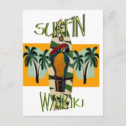 Surfer Papegaai Briefkaart (Voorkant)