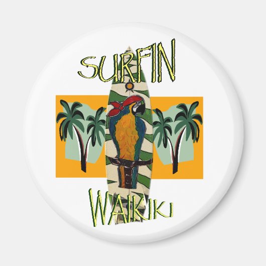 Surfer Papegaai Magneet (Voorkant)