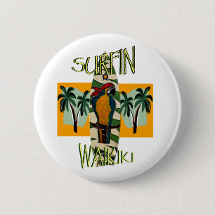 Surfer Papegaai Ronde Button 5,7 Cm