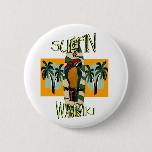 Surfer Papegaai Ronde Button 5,7 Cm (Voorkant)