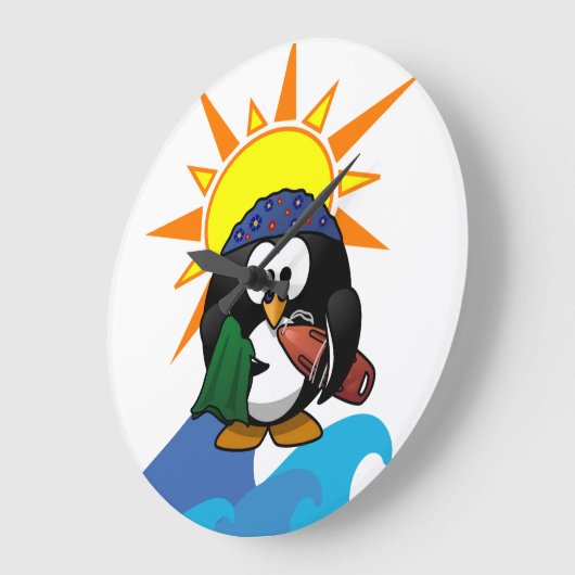 Surfer Penguin Clock Grote Klok (Hoek)