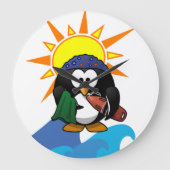 Surfer Penguin Clock Grote Klok (Voorkant)