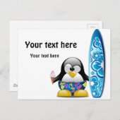 Surfer Penguin met ijskap Briefkaart (Voorkant / Achterkant)