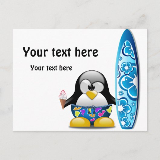 Surfer Penguin met ijskap Briefkaart (Voorkant)