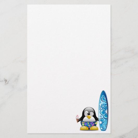 Surfer Penguin met ijskap Briefpapier (Voorkant)