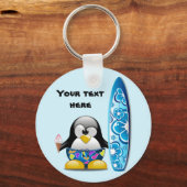 Surfer Penguin met ijskap Sleutelhanger (Voorkant)