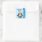 Surfer Penguin met ijskap Vierkante Sticker (Tas)