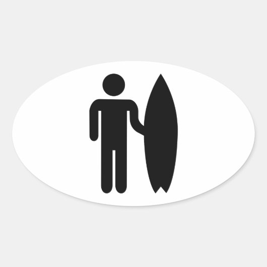 Surfer-pictogram Ovale Sticker (Voorkant)
