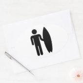 Surfer-pictogram Ovale Sticker (Envelop)