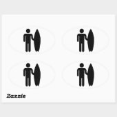 Surfer-pictogram Ovale Sticker (Vel)