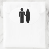 Surfer-pictogram Ovale Sticker (Tas)