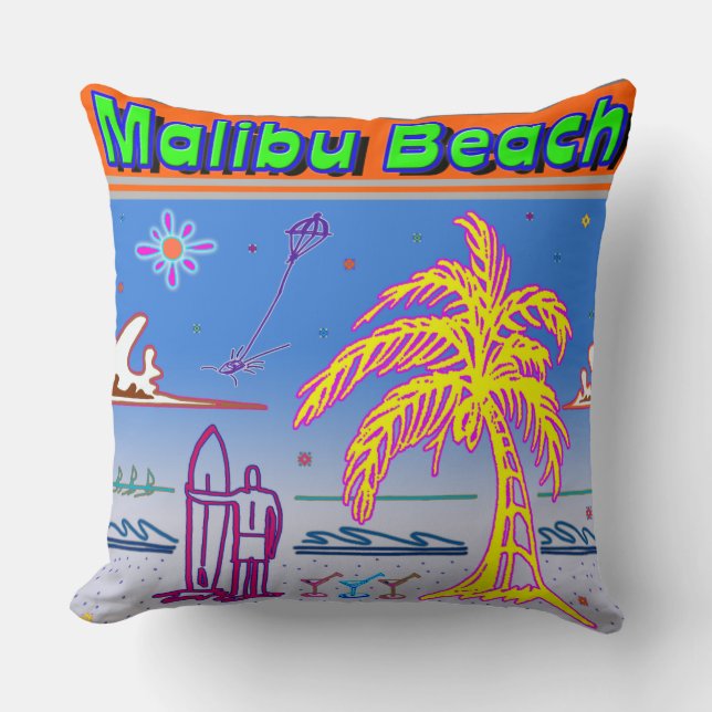 Surfer Pillow "Malibu Beach" Kussen (Voorkant)