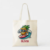 Surfer Pineapple Hits The Waves Gepersonaliseerd Tote Bag (Achterkant)