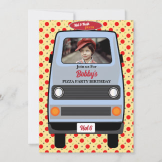 Surfer Pizza Bezorgtruck Verjaardag Kaart