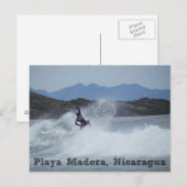 Surfer Playa Madera, Nicaragua Postcard Briefkaart (Voorkant / Achterkant)