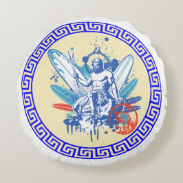Surfer Poseidon Rond Kussen