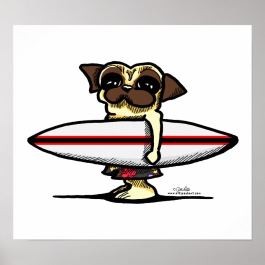 Surfer Pug Poster (Voorkant)