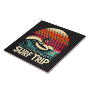 Surfer retro sunset tegeltje