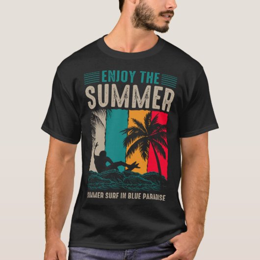 Surfer Retro Surfen Strand Zomervakantie T-shirt (Voorkant)