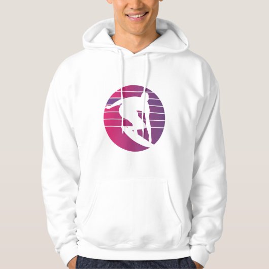 Surfer Retro Surfen Zonsondergang Hoodie (Voorkant)