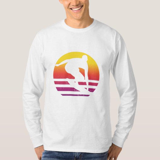 Surfer Retro Surfen Zonsondergang T-shirt (Voorkant)