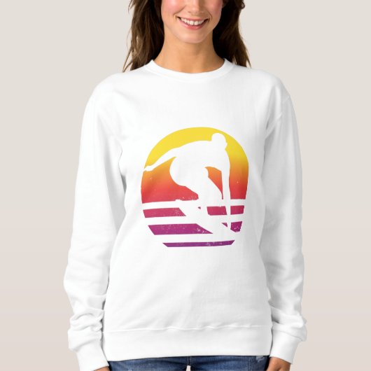 Surfer Retro Surfen Zonsondergang Trui (Voorkant)