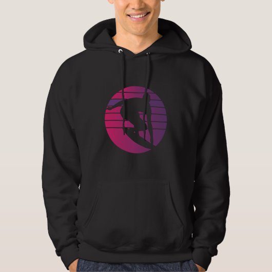 Surfer Retro Surfing Sunset Hoodie (Voorkant)