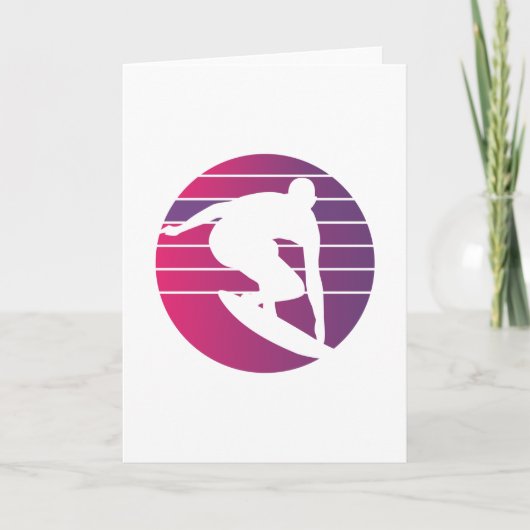 Surfer Retro Surfing Sunset Kaart (Voorkant)