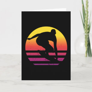 Surfer Retro Surfing Sunset Kaart