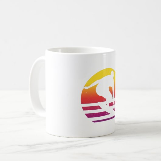 Surfer Retro Surfing Sunset Koffiemok (Voorkant links)