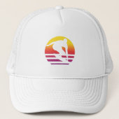 Surfer Retro Surfing Sunset Trucker Pet (Voorkant)