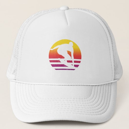 Surfer Retro Surfing Sunset Trucker Pet (Voorkant)