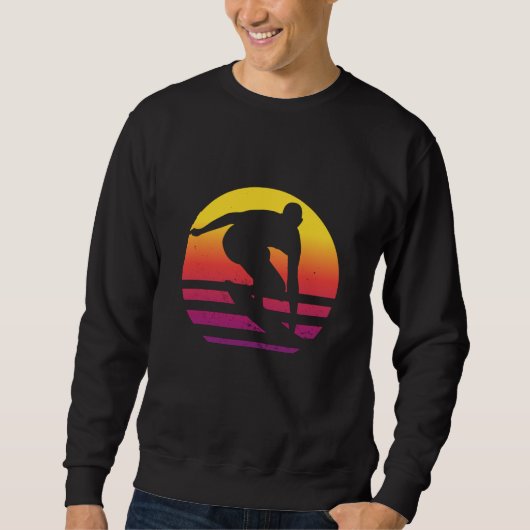 Surfer Retro Surfing Sunset Trui (Voorkant)