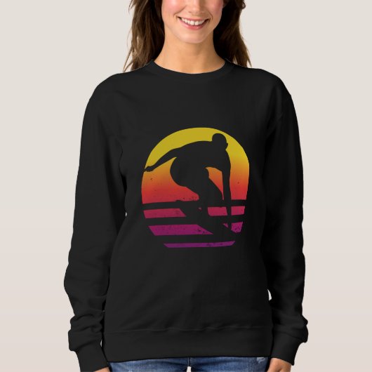 Surfer Retro Surfing Sunset Trui (Voorkant)