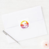 Surfer Retro Surfing Sunset Vierkante Sticker (Envelop)