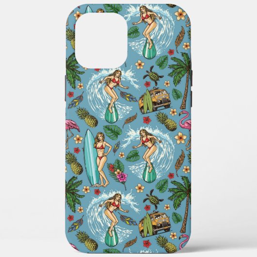 surfer retrodame Case-Mate iPhone case (Achterkant)