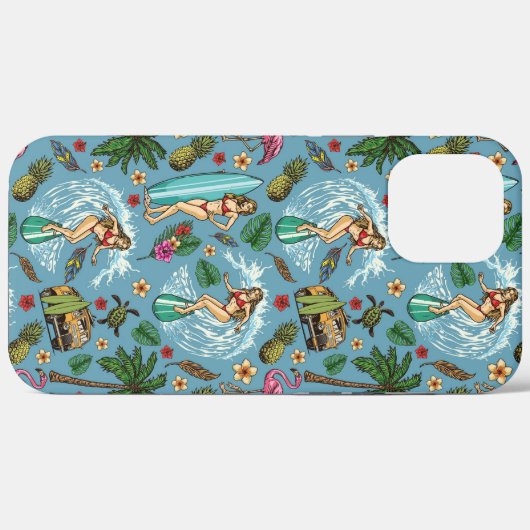 surfer retrodame Case-Mate iPhone case (Achterkant (horizontaal))