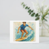 Surfer Riding a Wave,  Briefkaart (Staand voorkant)