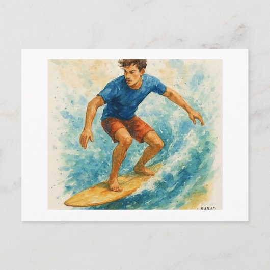 Surfer Riding a Wave,  Briefkaart (Voorkant)